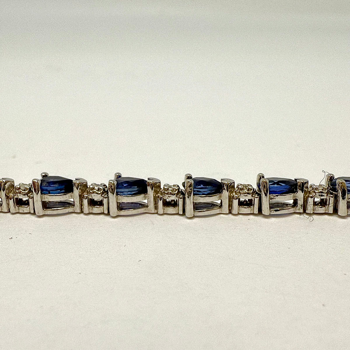 14K White Gold Bracelet with Diamonds and Sapphires