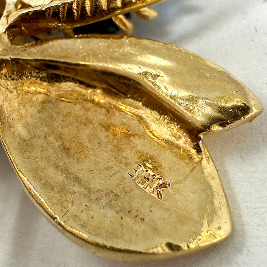 14K Gold Bee Pin  with Sapphire