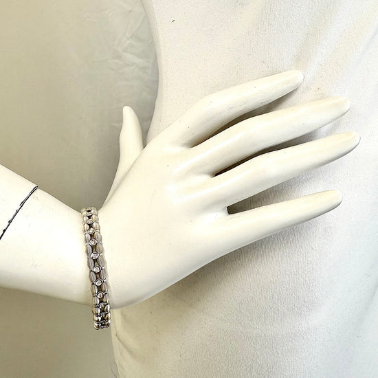 Jarrieterre 18K White Gold and Stainless Steel Flexible Diamond Bracelet