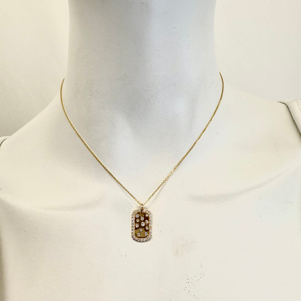 14K Gold Necklace with Rectangular Diamond Pendant