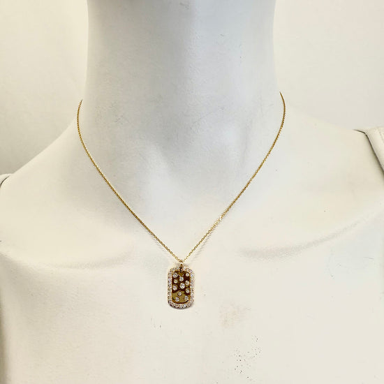 14K Gold Necklace with Rectangular Diamond Pendant