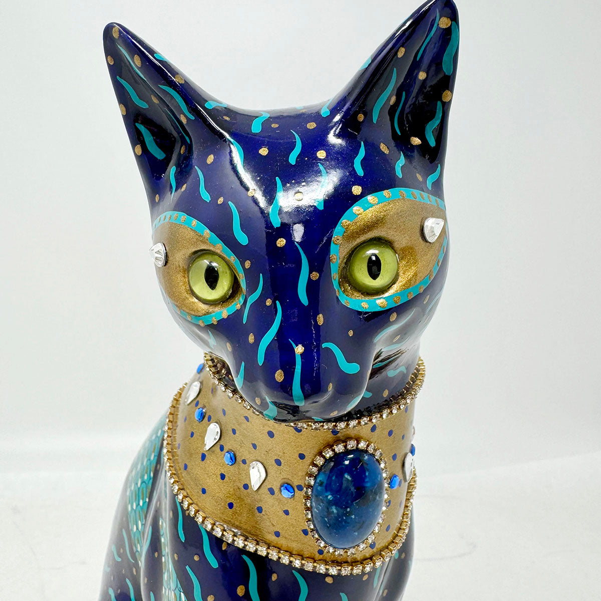 Bejeweled Cat Figure, Signed