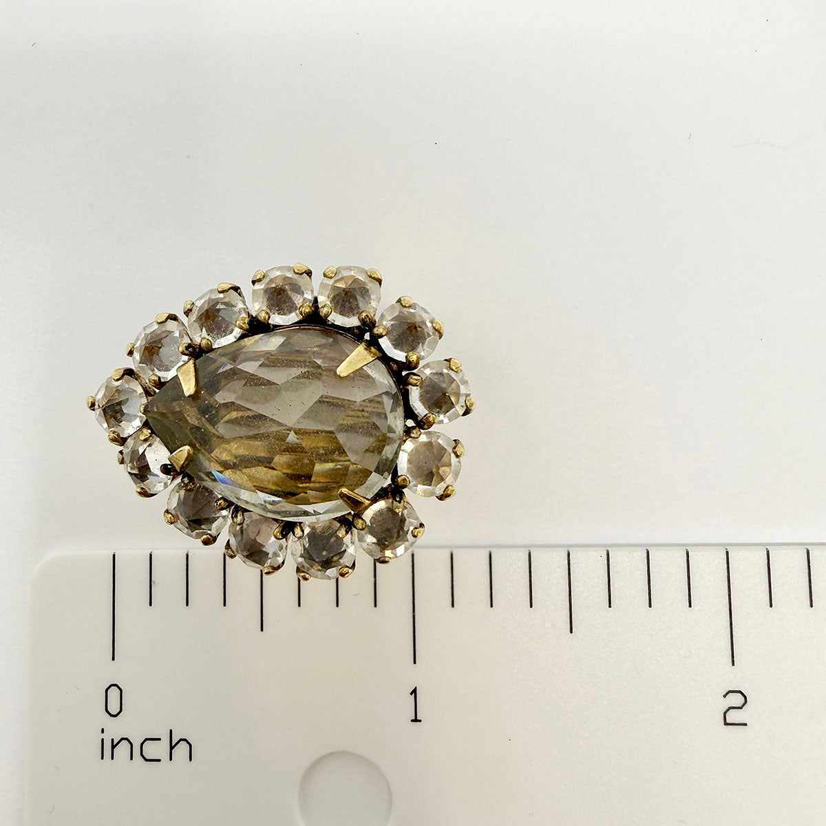 Schreiner Teardrop Shaped  Rhinestone Clip-on Earrings