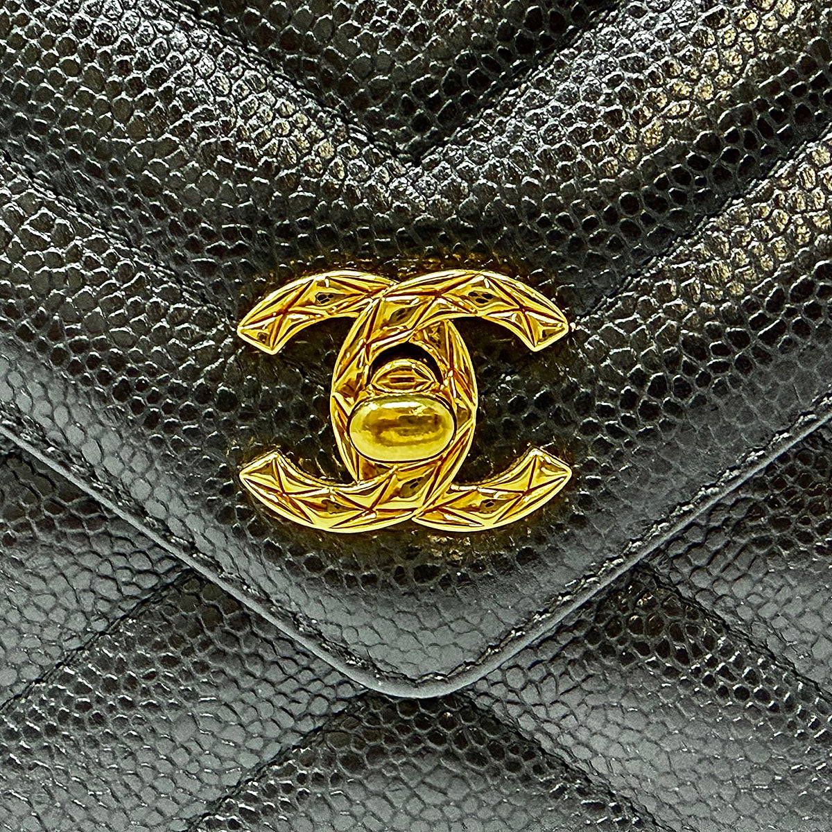 Chanel Vintage Chevron Caviar Camera Bag