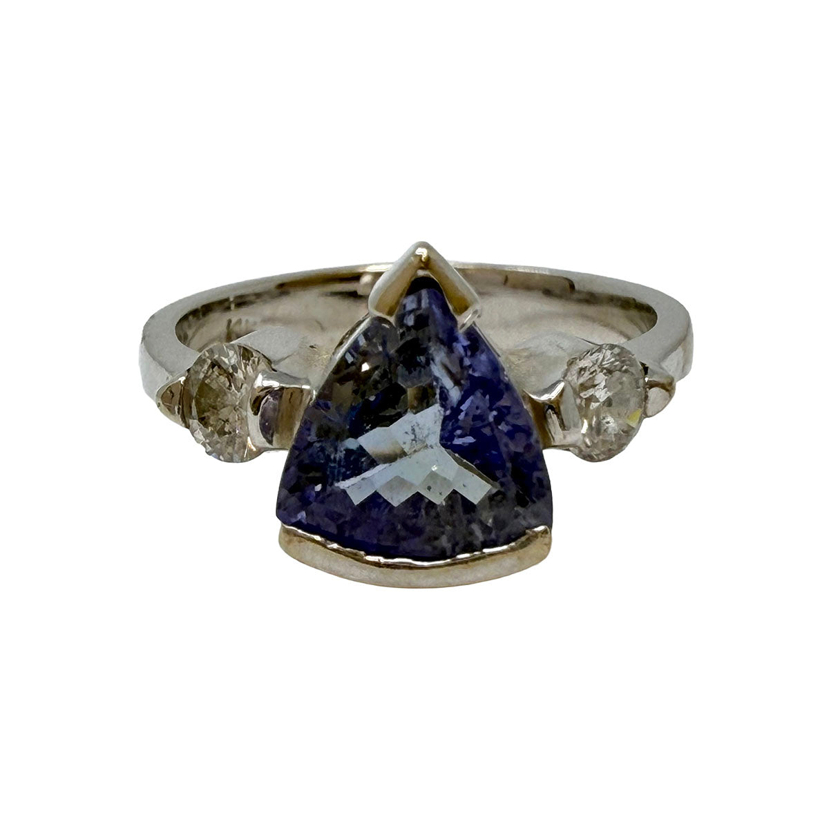 14K White Gold Ring with Diamonds and Topaz