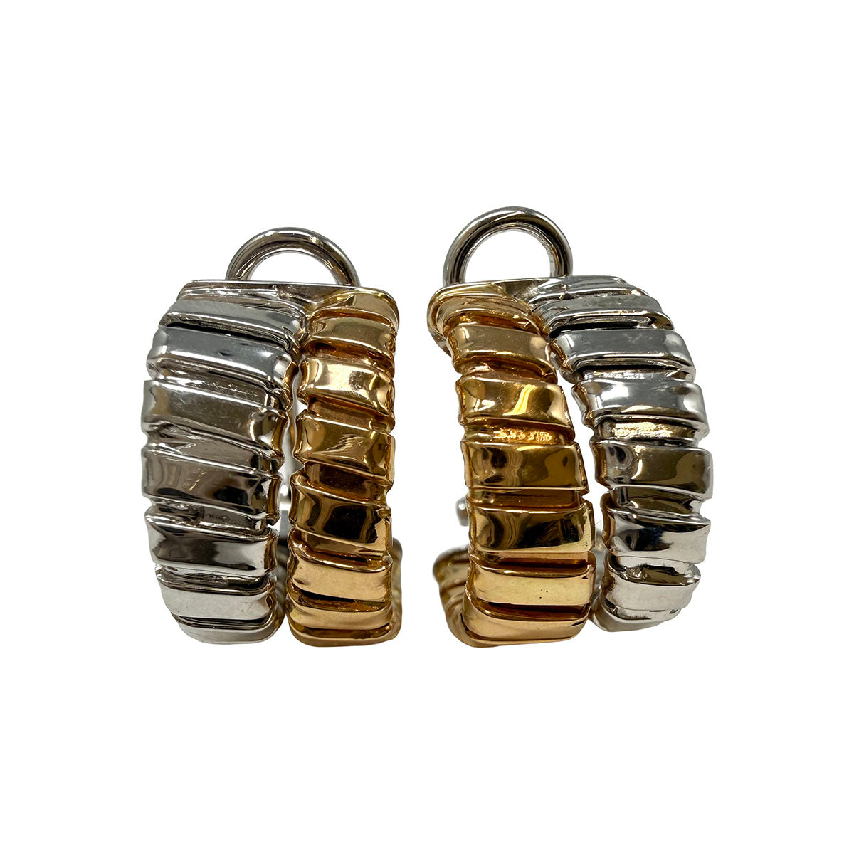 Weingrill 18K Rose and White Gold Hoop Earrings