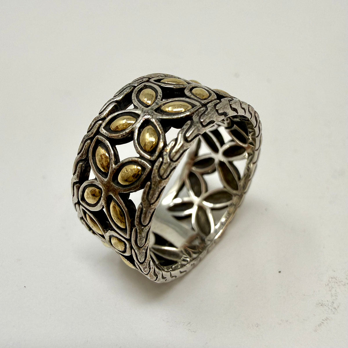 John Hardy Sterling Silver and 18K Gold Band
