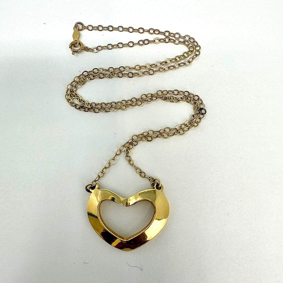 14K Gold Necklace with Open Heart