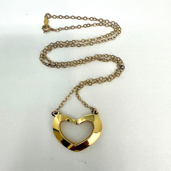 14K Gold Necklace with Open Heart