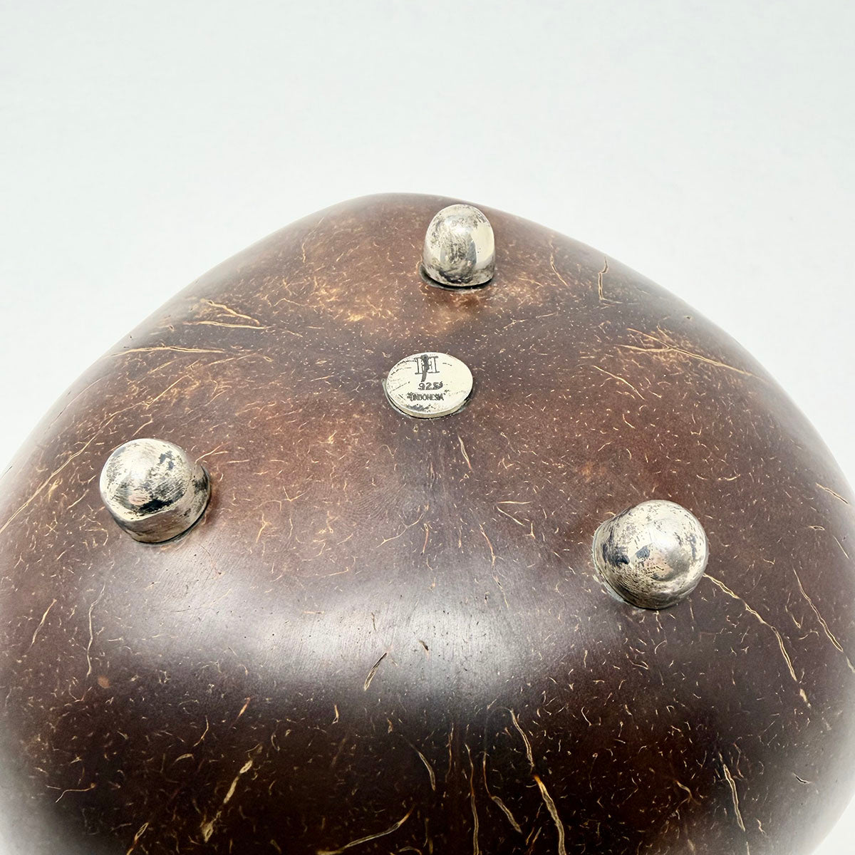 Coconut Bowl with Beaded Rim and Feet