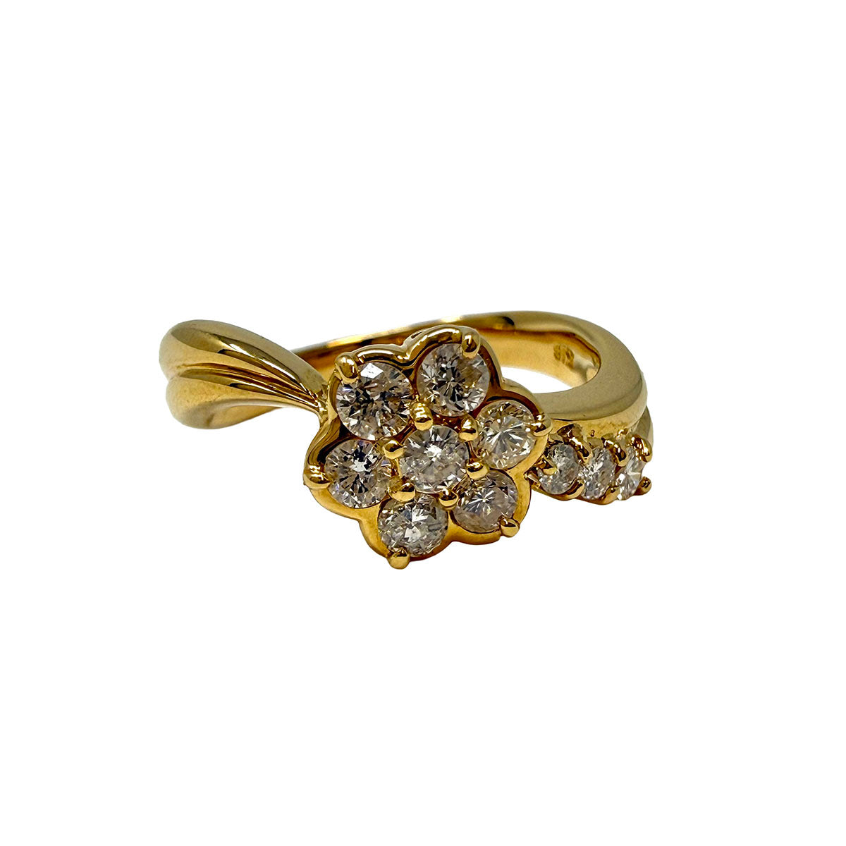18K Gold and Diamond Flower  Ring