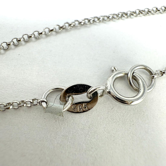 14K White Gold 16" Pendant Necklace with Green Amethyst
