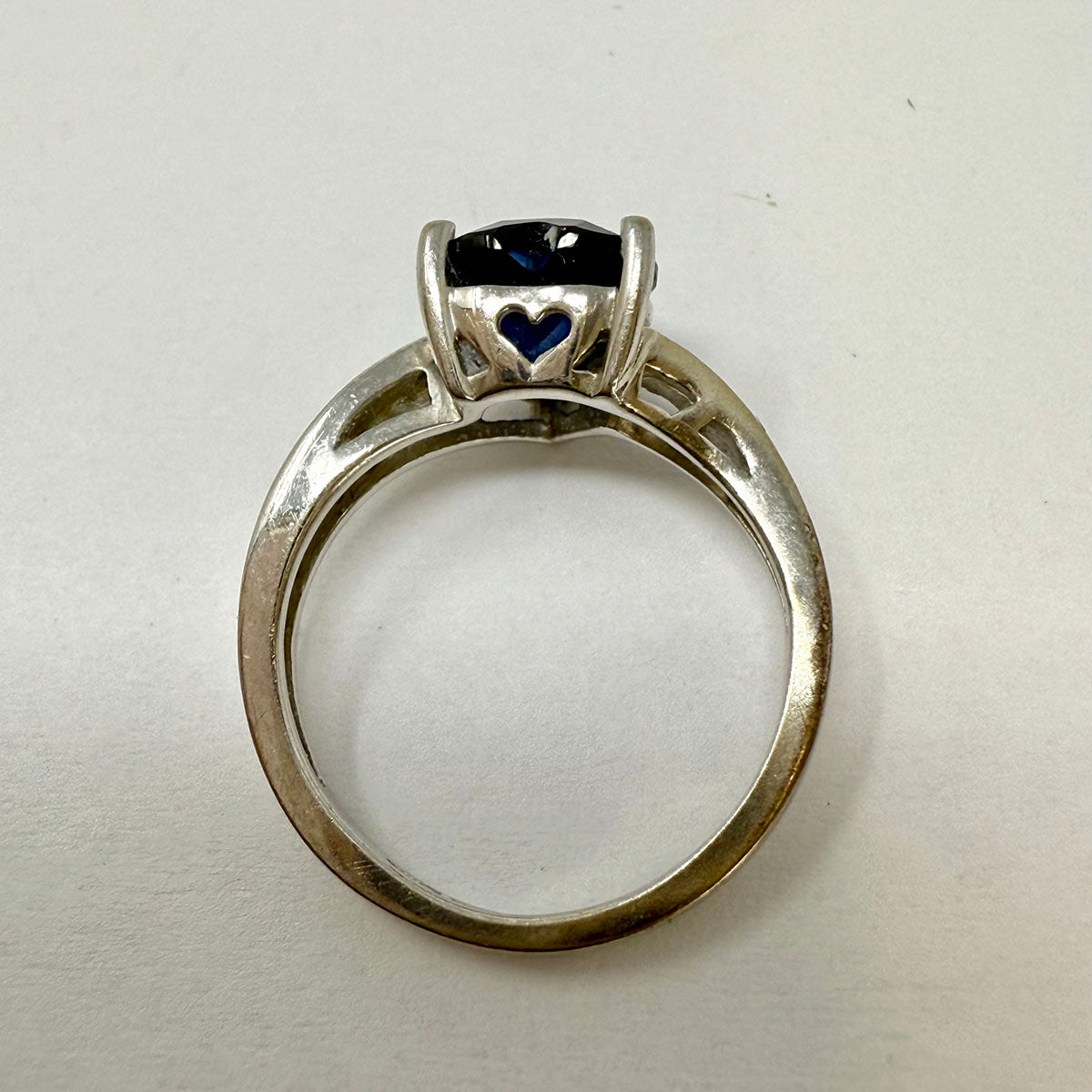 14K White Gold Ring with Diamonds and Sapphires