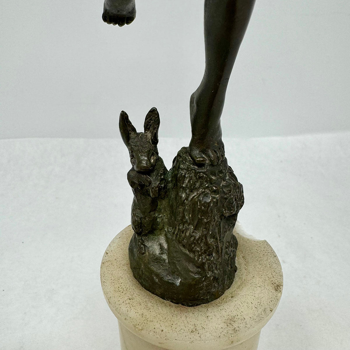"Nymph Playing Two Flutes" Neoclassical Bronze Sculpture Signed
