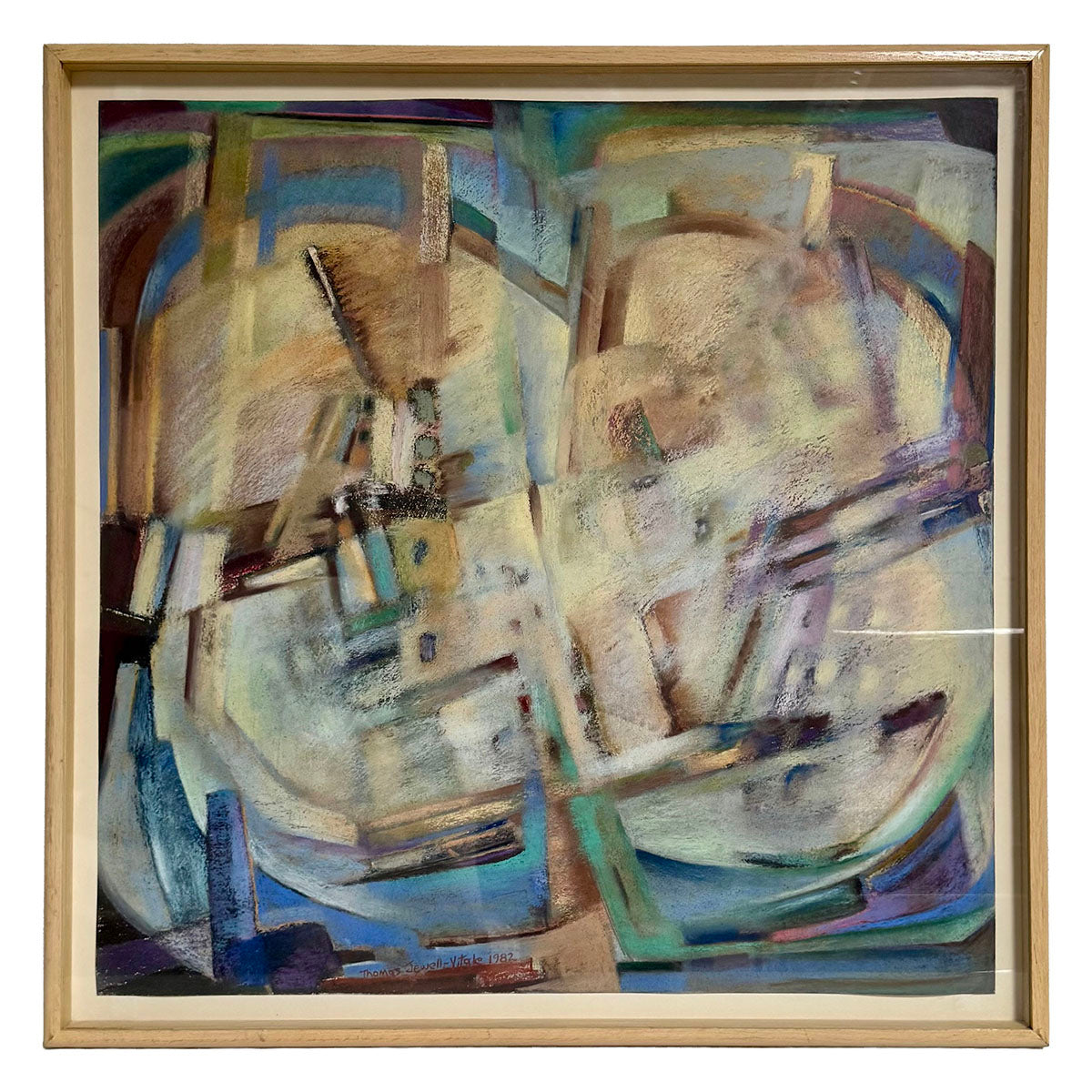 Framed Drawing Abstract Pastel Signed