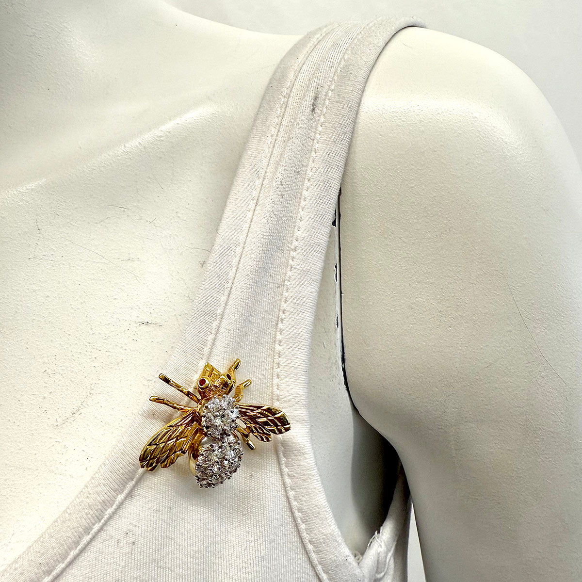 Rosenthal 18K Gold Bee Pin with 19 Full Cut Diamonds