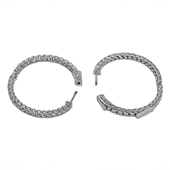 14K White Gold Diamond Inside Out Hoop Earrings