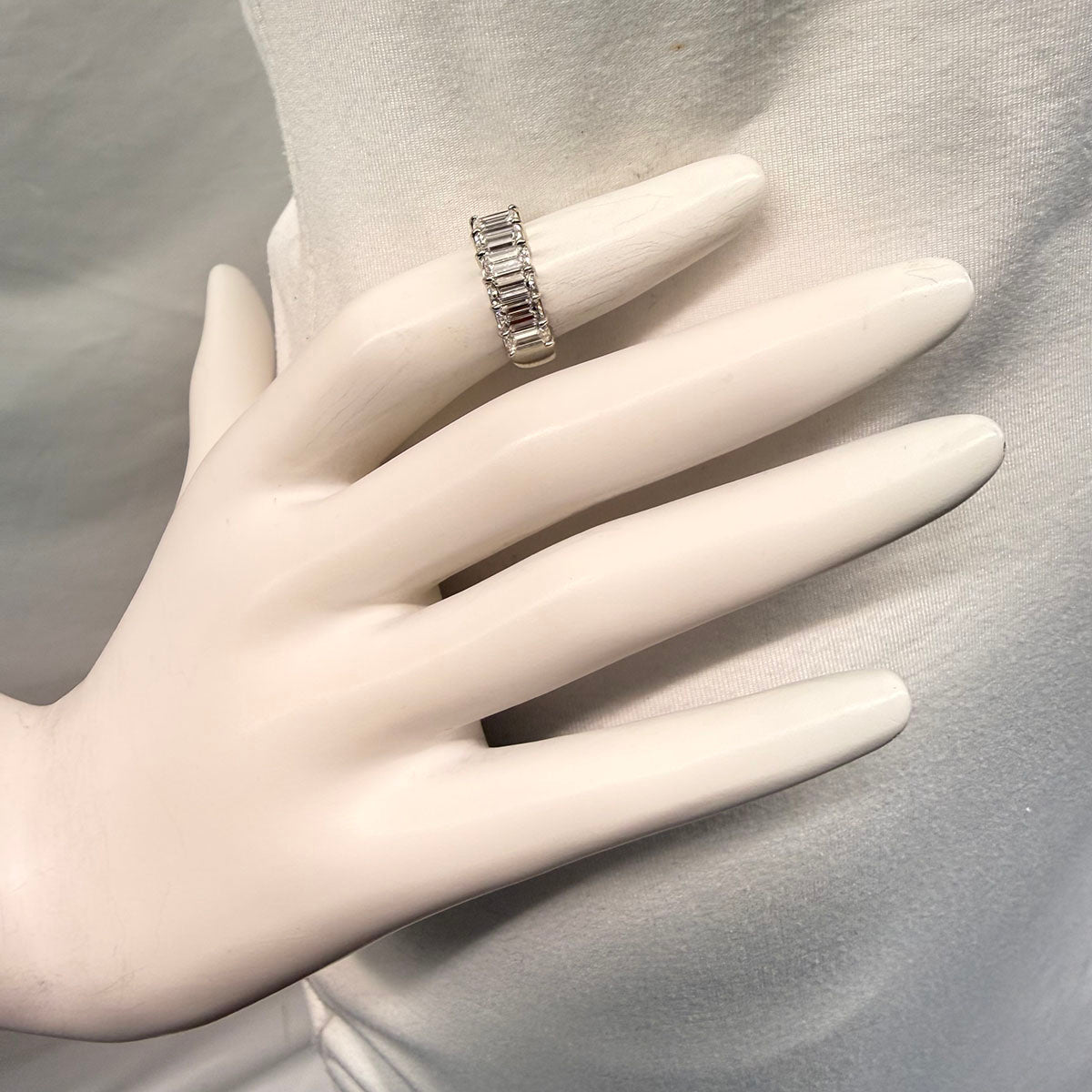 Platinum Ring with 6 Emerald Cut  Diamonds