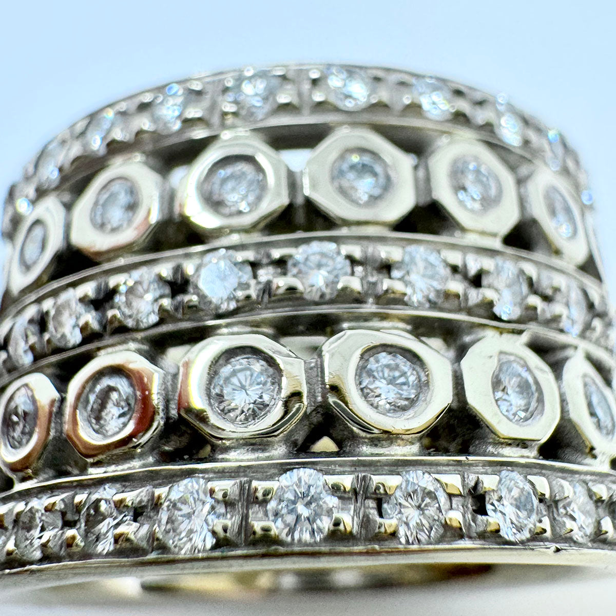 Doris Panos 18K White Gold 5 Row Diamond Ring