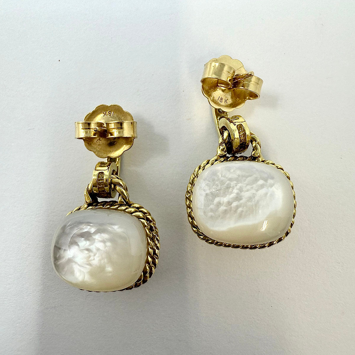 Cassis 18K White Gold Mother of Pearl Drop Earrings with Diamonds