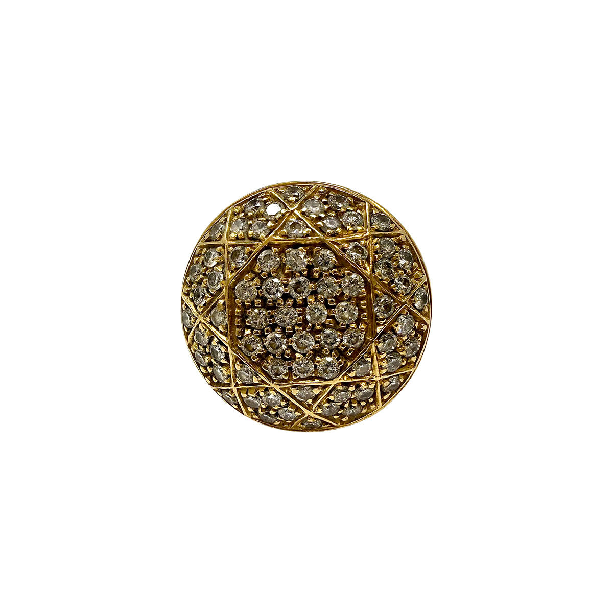 18K Gold Round  Diamond Signet  Ring