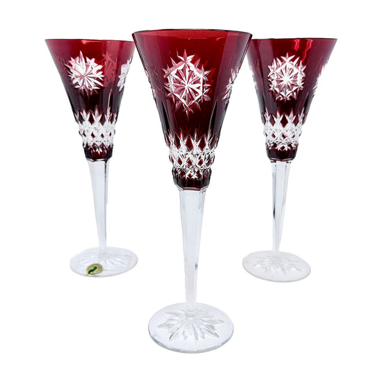 Fluted Champagne Glasses Joy Snowflake Wishes Set of 6