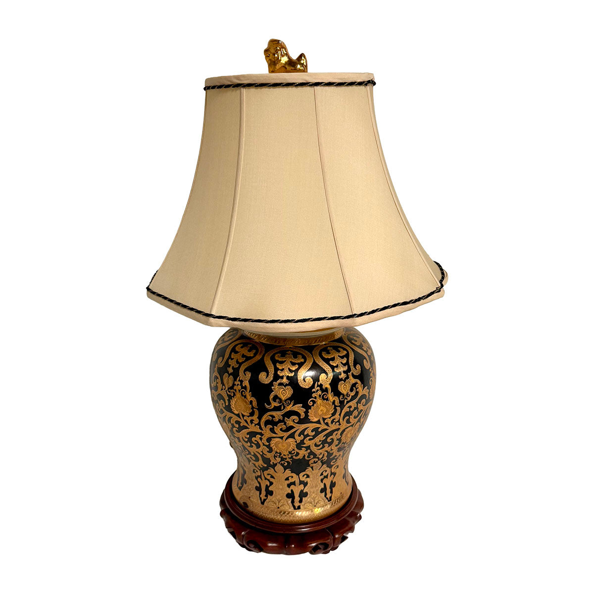 Asian Style Porcelain Jar Table Lamp (Frayed Shade)
