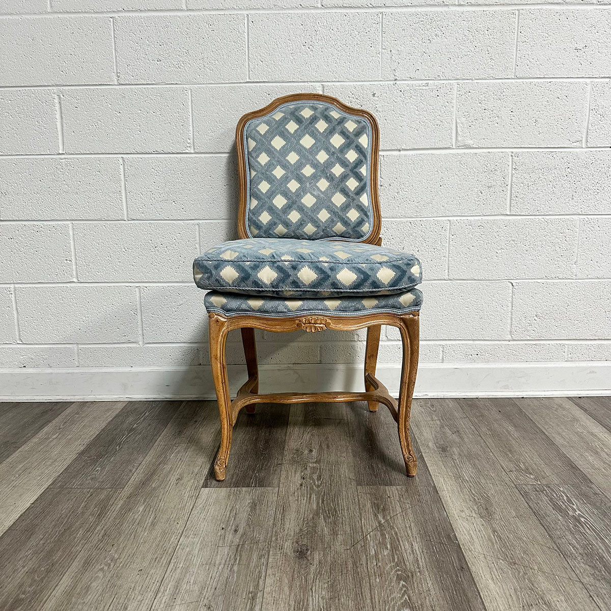 Blue Lattice Upholstered Chair