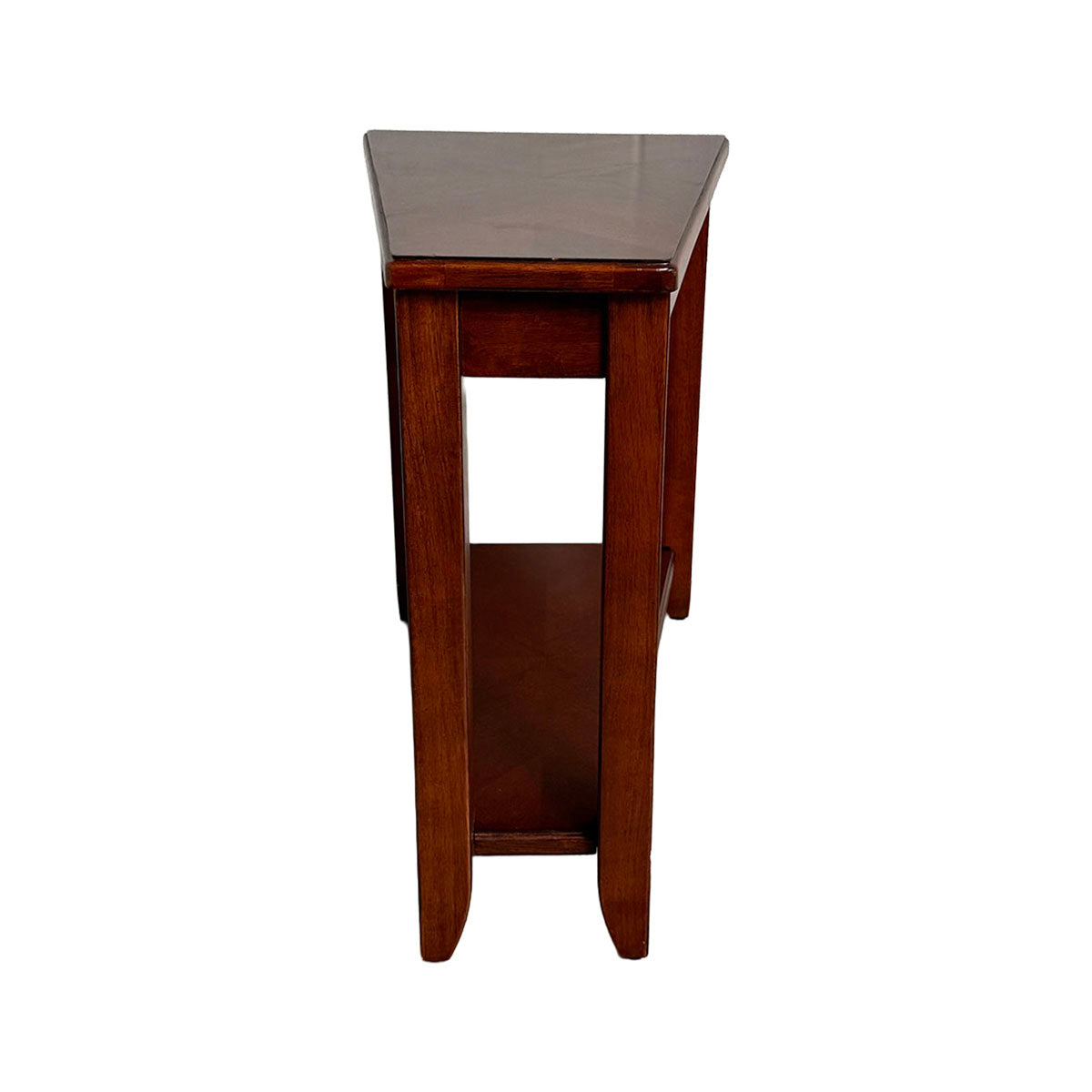 Dark Wood Tapered End Table with Lower Shelf