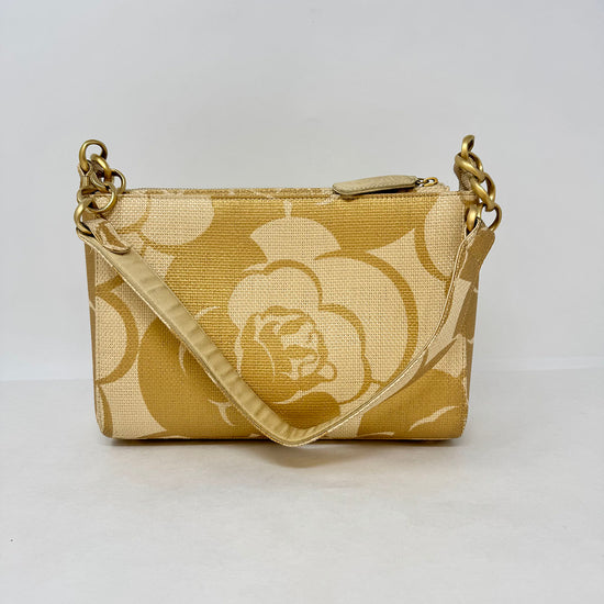 Chanel Raffia Camellia Shoulder Bag