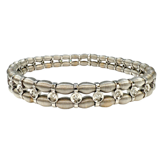 Jarrieterre 18K White Gold and Stainless Steel Flexible Diamond Bracelet