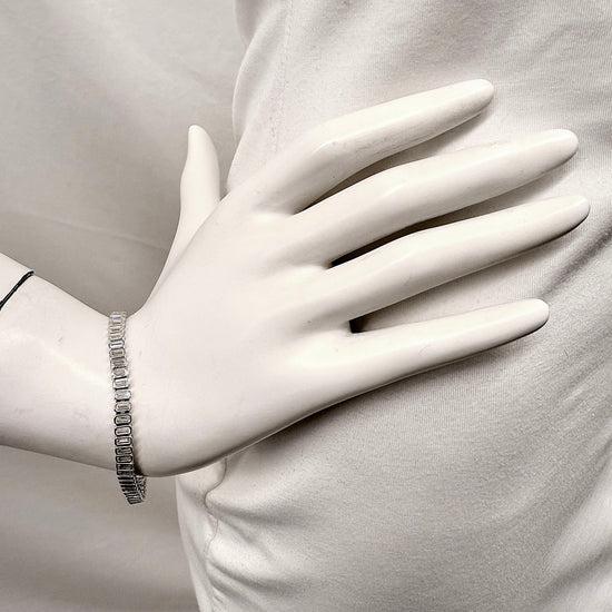 7" Bezel Set Emerald Cut CZ Tennis Bracelet set in Sterling Silver