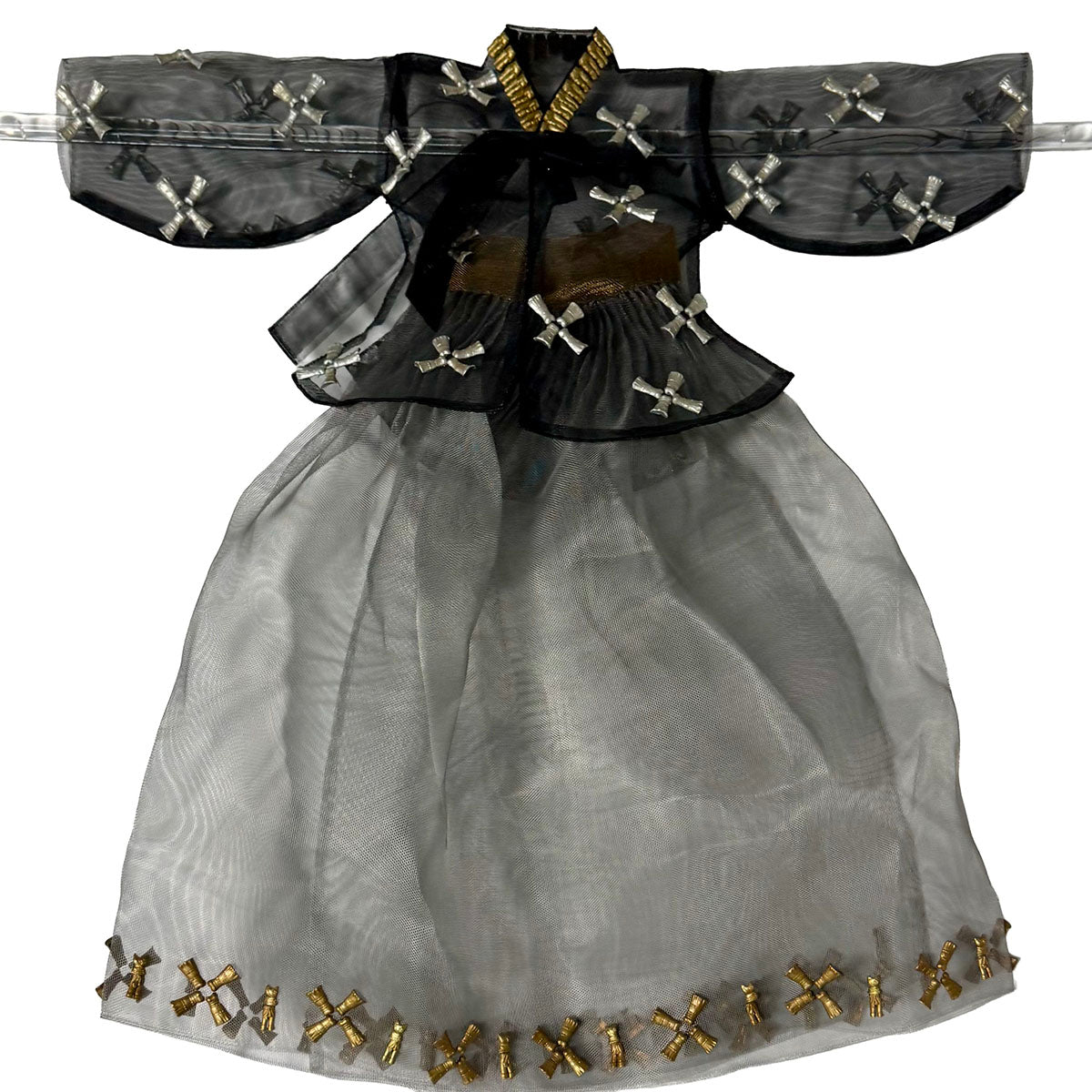 Stylized Hanbok Embellished Metal Wall Hanging
