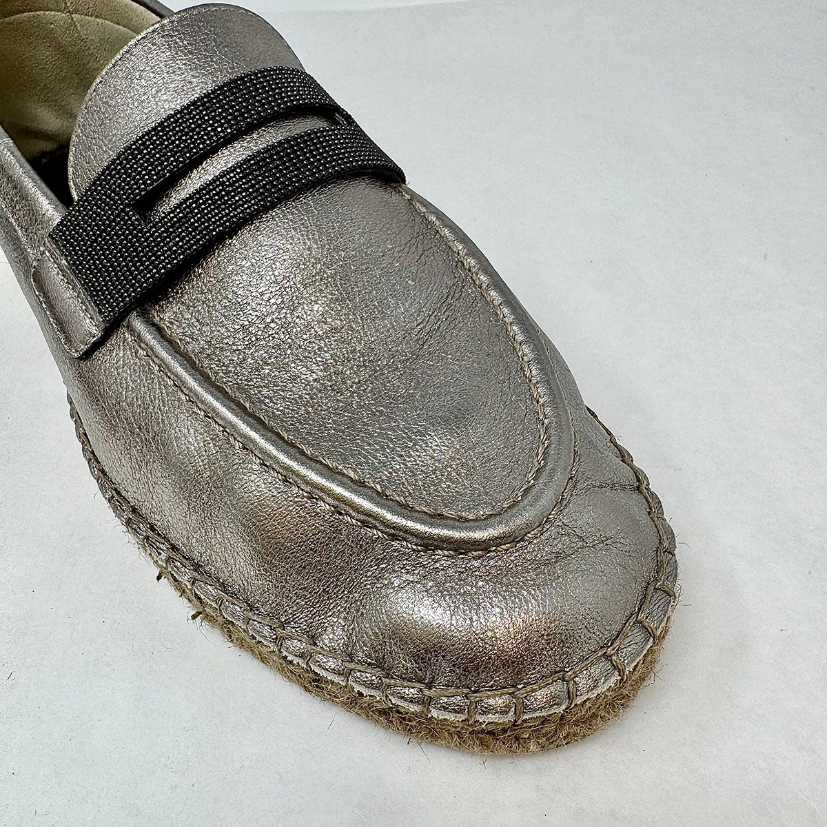Brunello Cucinelli Metallic Espadrille with Monili