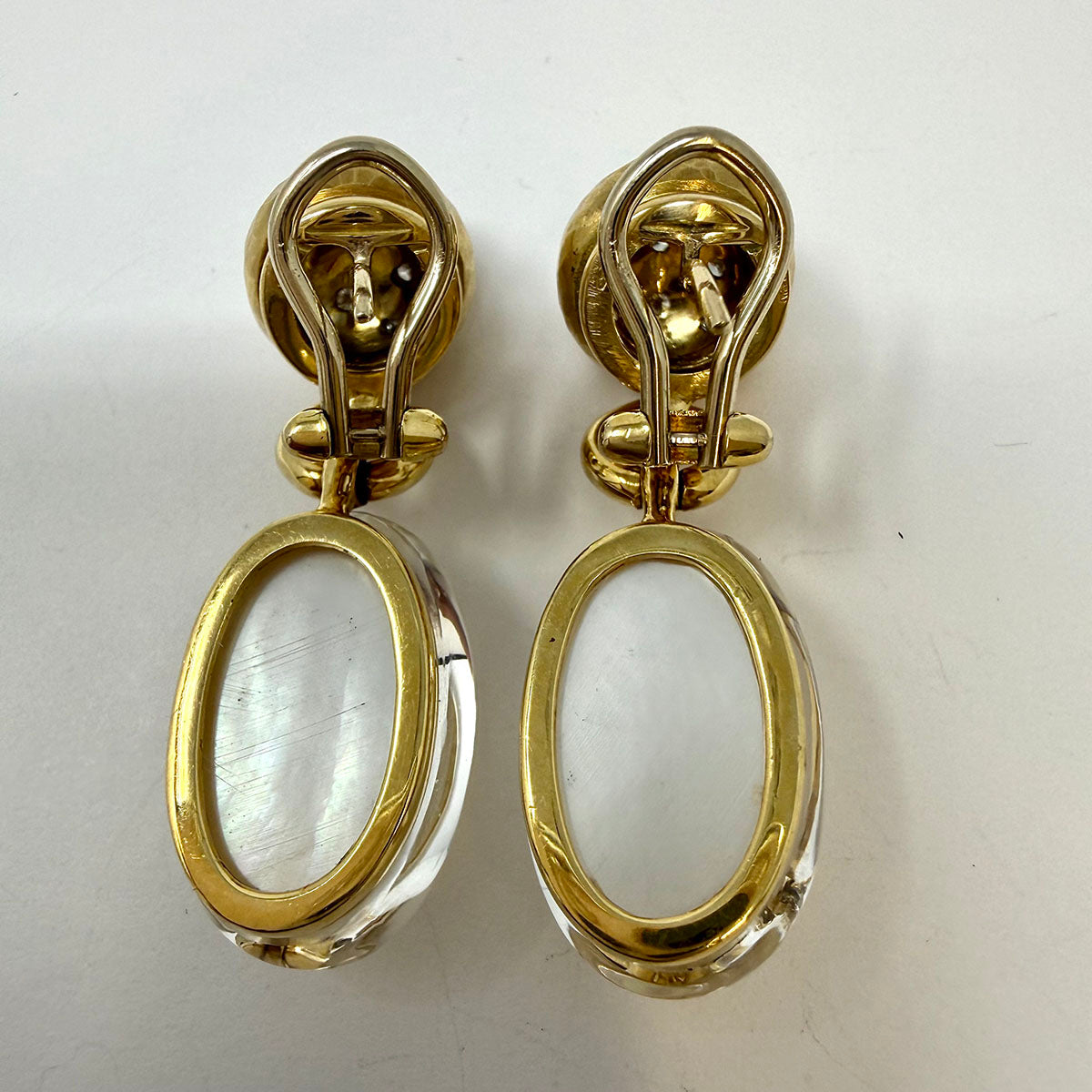Vaid 18K Gold Ball Earrings with Diamonds and  Rock Crystal Drop