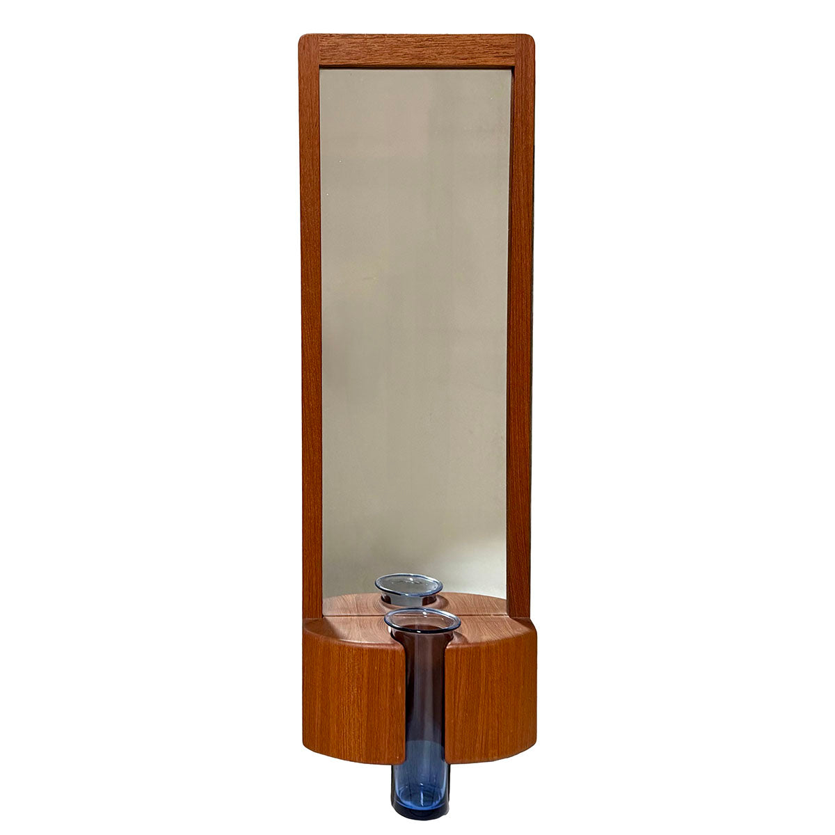 Danish Modern Teak Mirror with Glass Vase