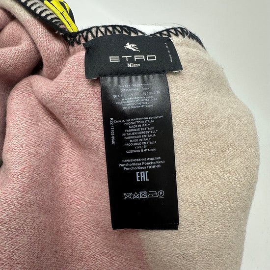 Etro Multi Print Patchwork Wool Blend Poncho