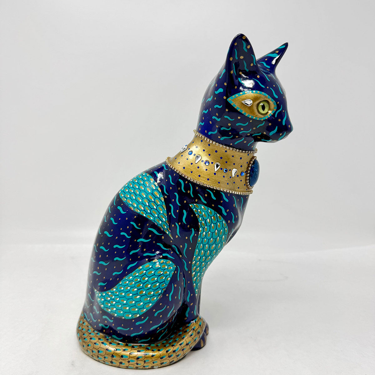 Bejeweled Cat Figure, Signed