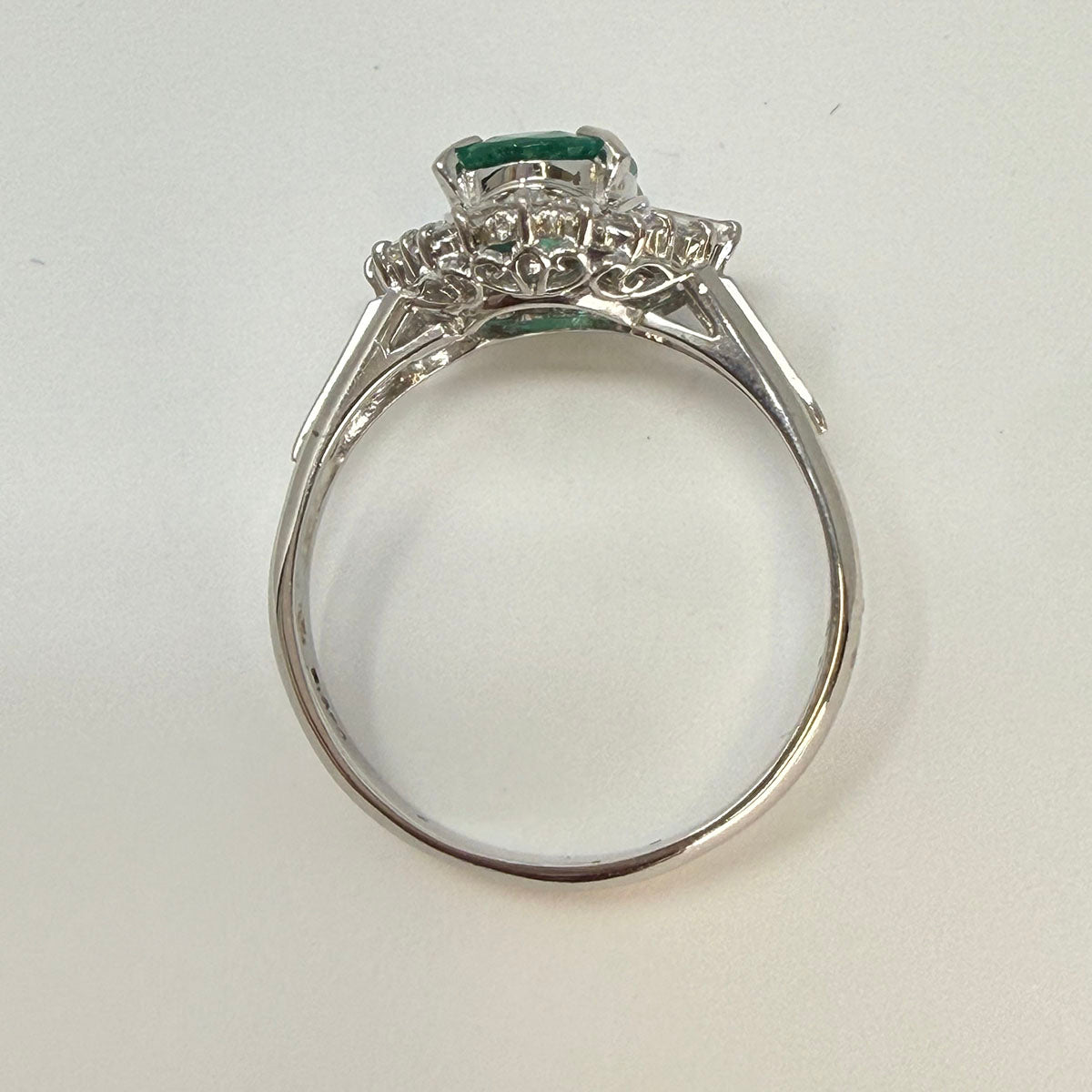 Platinum Emerald and Diamond Ring