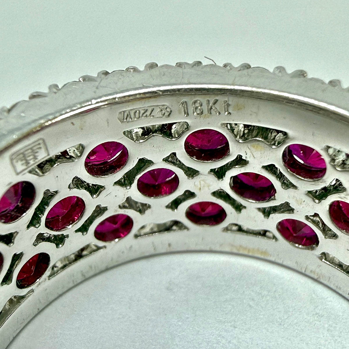 Favero 18K White Gold Eternity Ring with Ruby and Diamond
