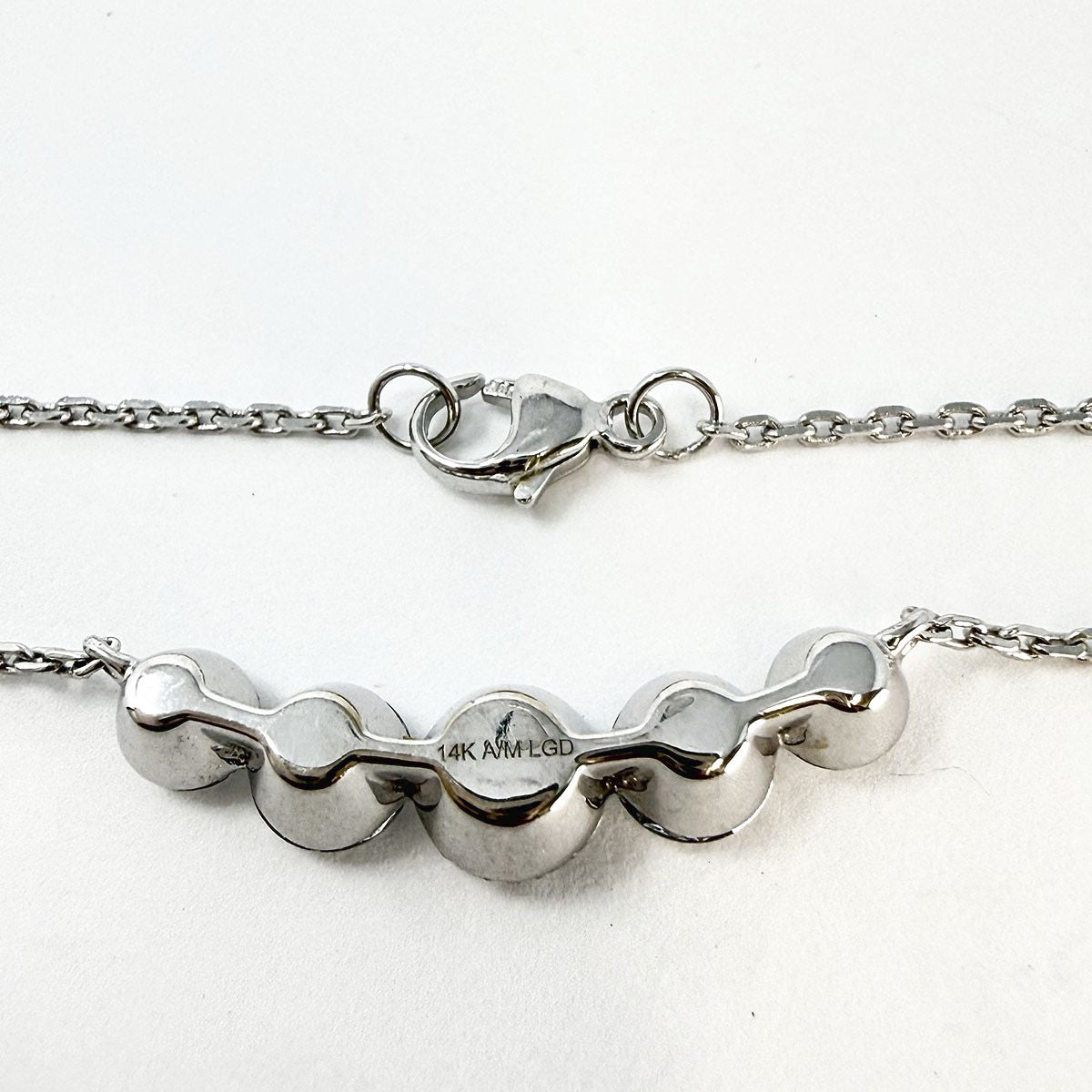 14K White Gold 18" Necklace with 5  Lab Grown Diamonds