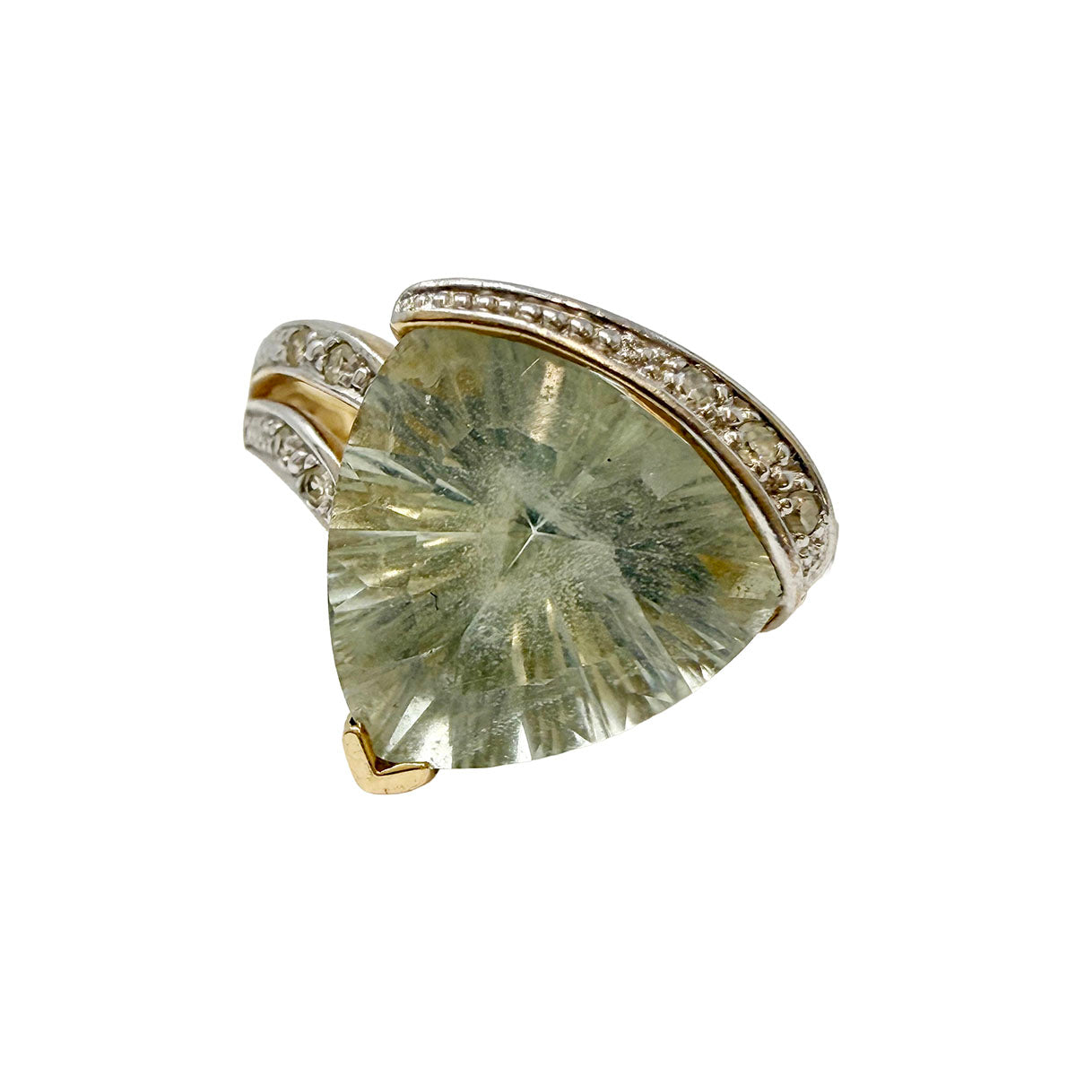 Prasiolite and Diamond Ring