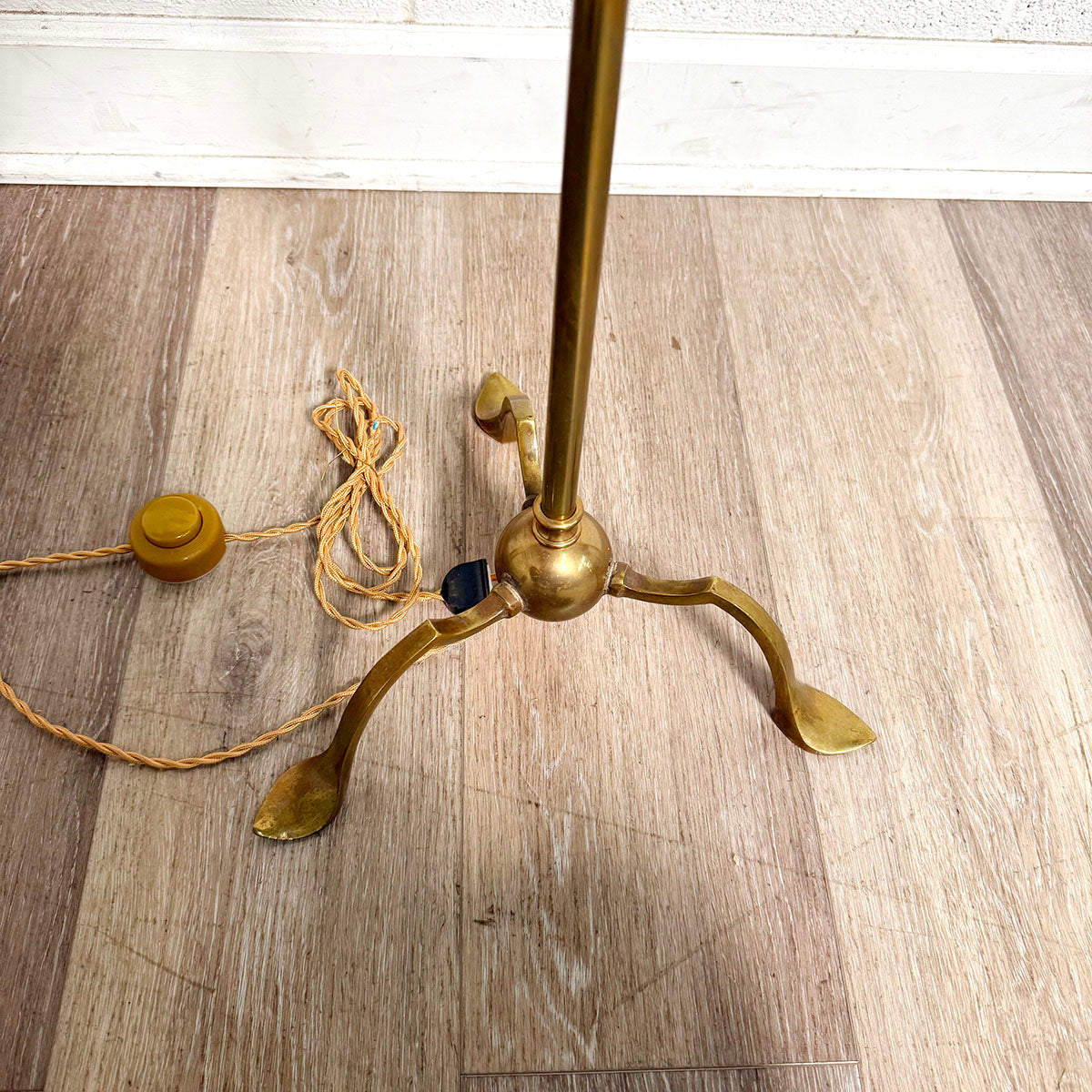 Brass Floor Lamp with Tray & Tripod Feet