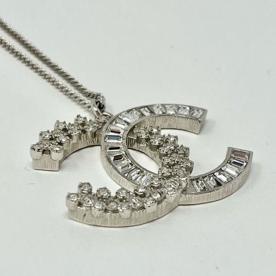 Chanel Interlocking Crystal Embellished CC Pendant Necklace