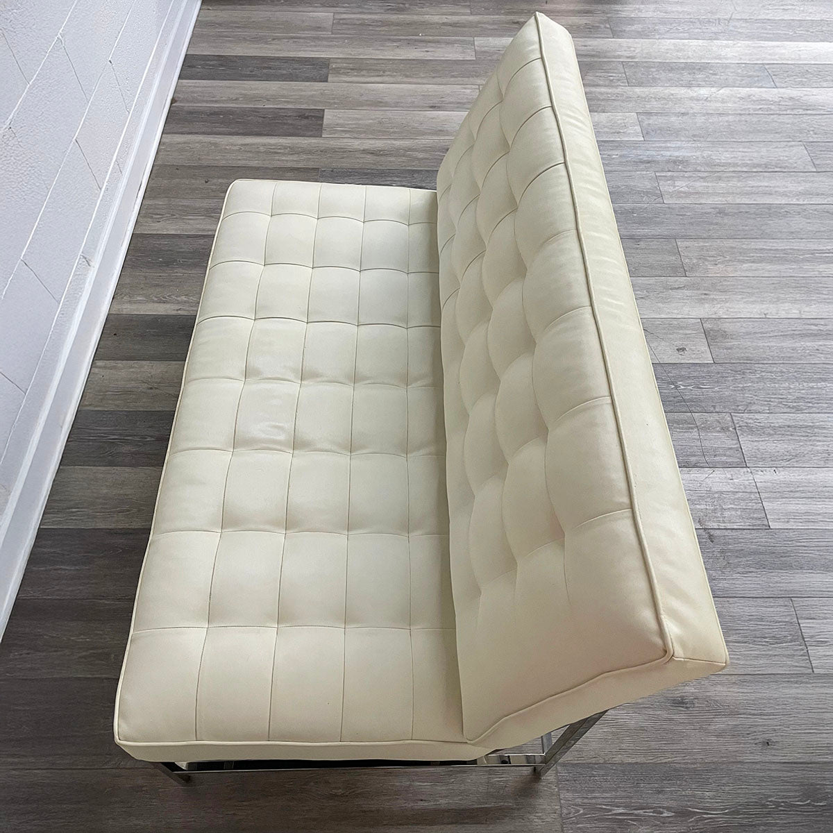 Cream  Leather Loveseat