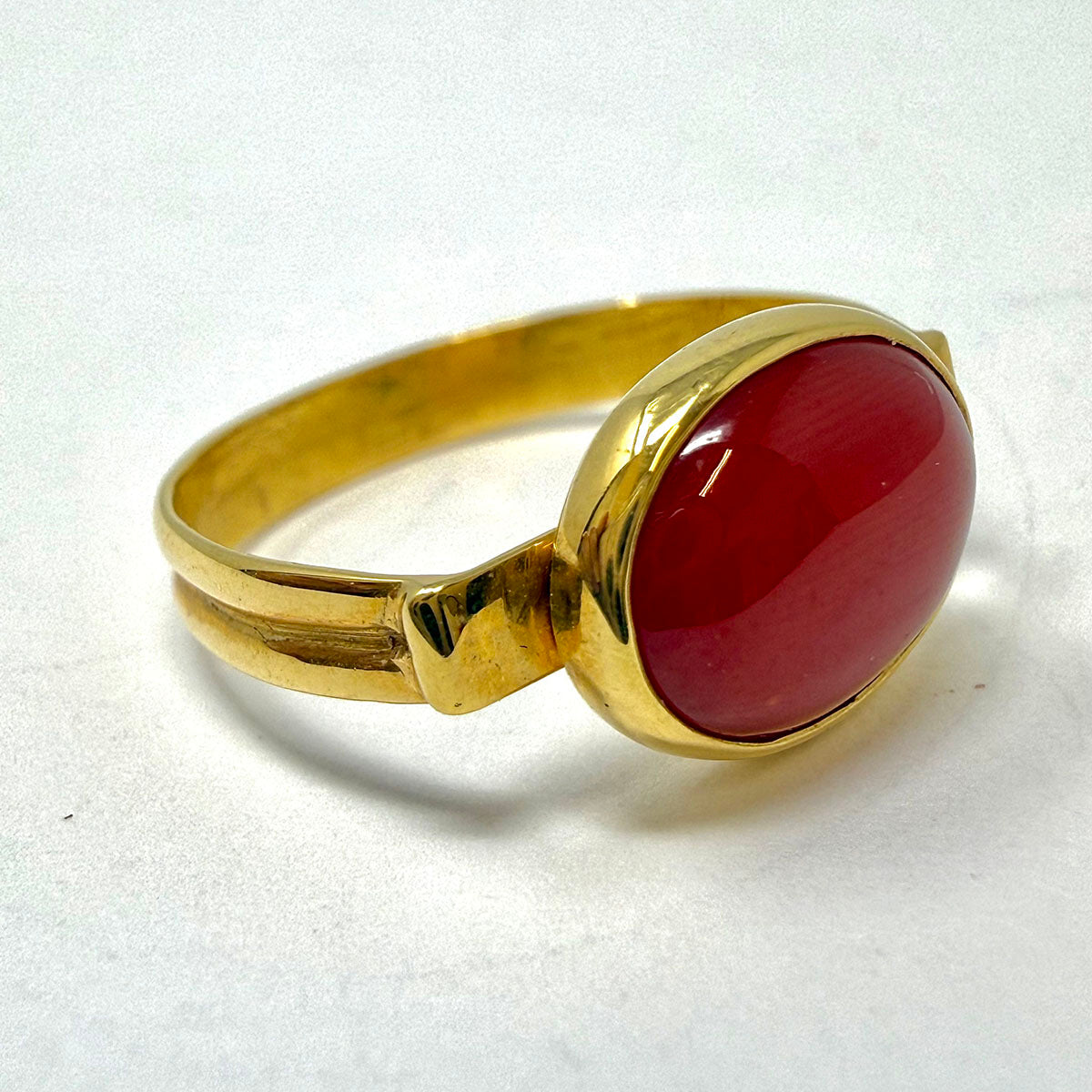 Susan Berman 18K Gold Ring with Oval Cabochon Coral