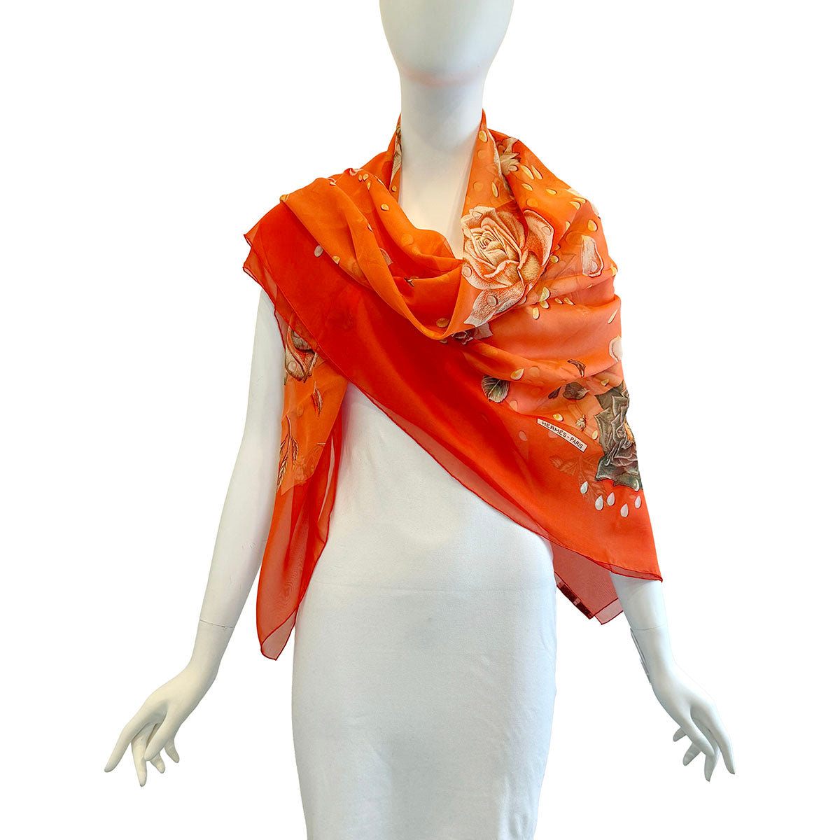 Hermes "La Rosee" Mousseline Scarf
