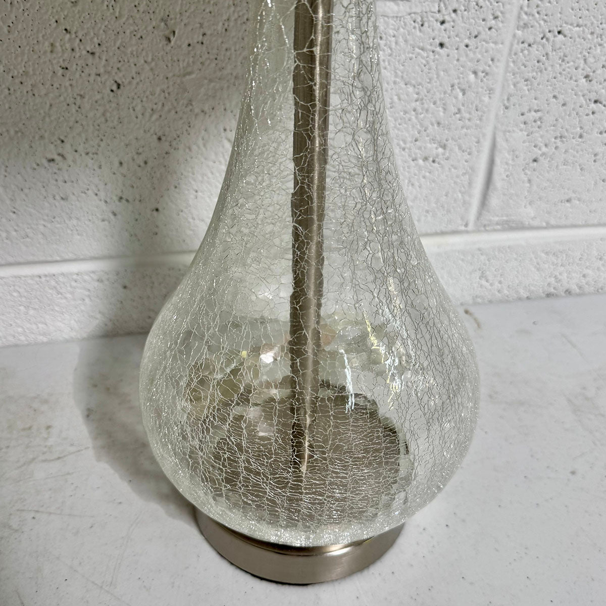 Pair of Clear Crackle Glass Table Lamps