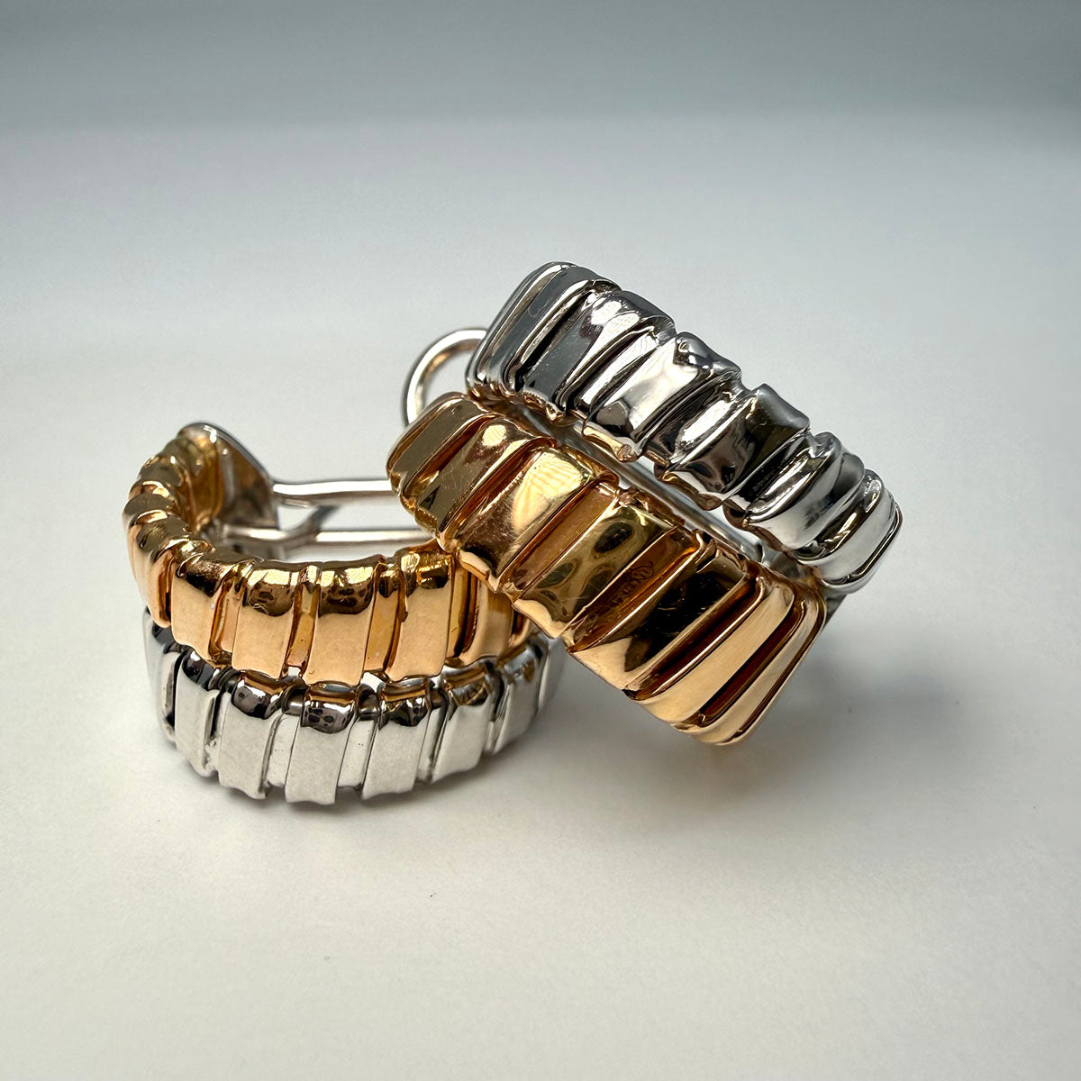 Weingrill 18K Rose and White Gold Hoop Earrings