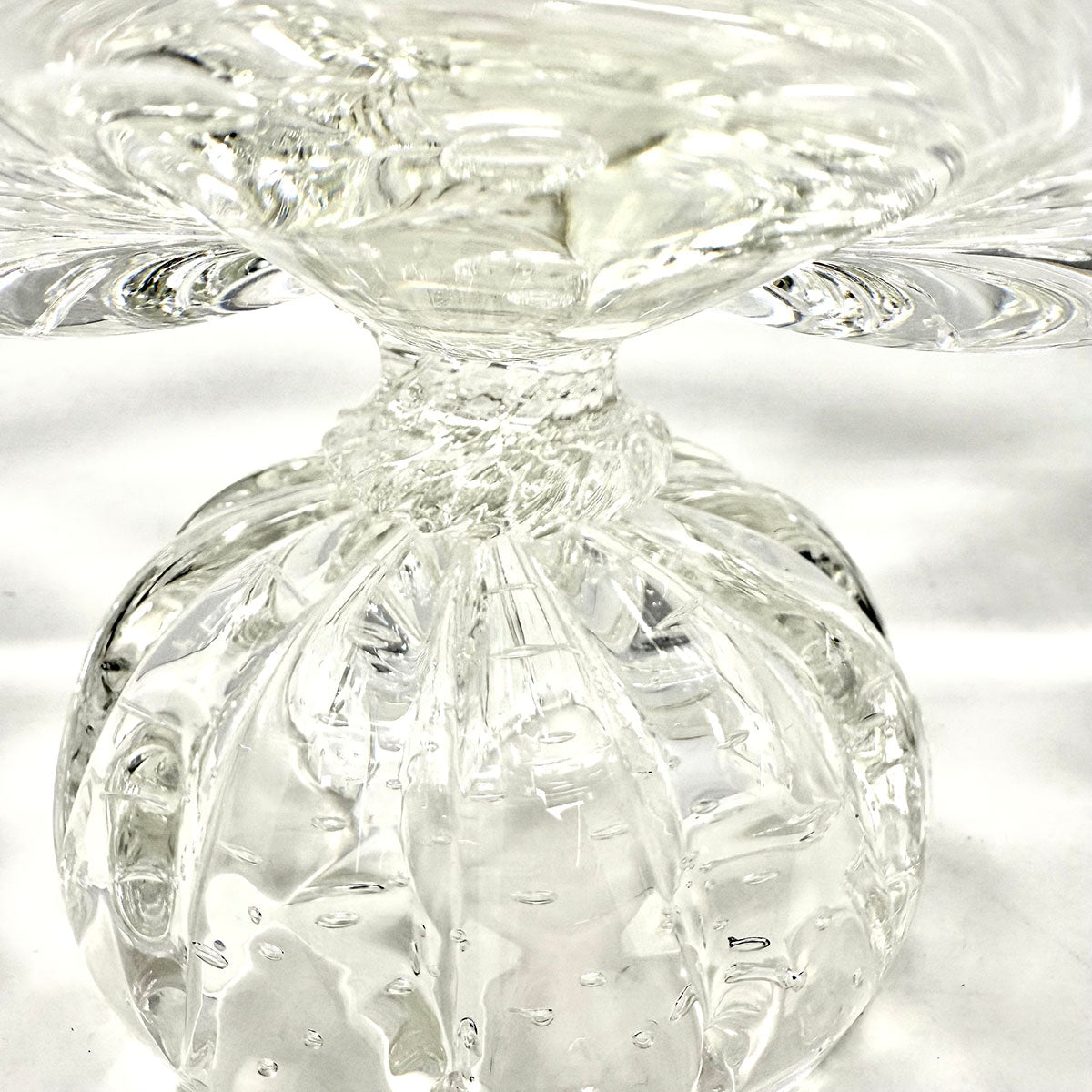 Oval Glass Bowl on a Pedestal